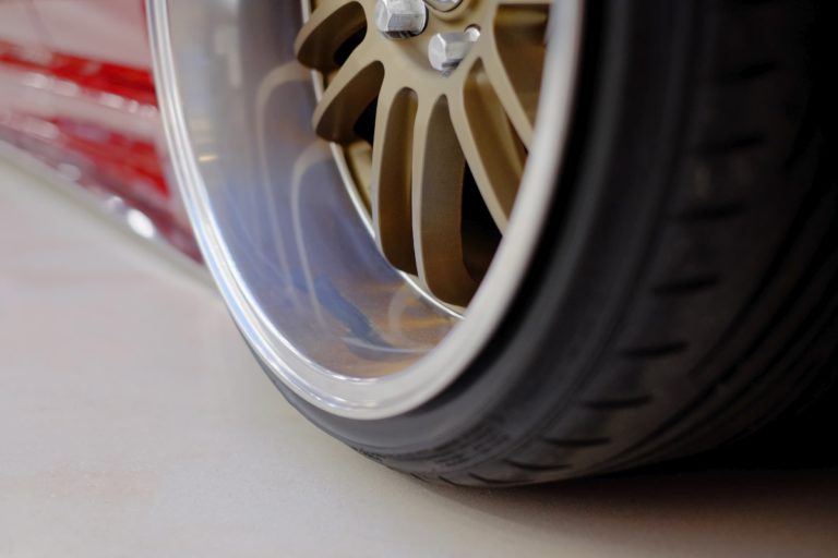 Close up of a custom alloy wheel